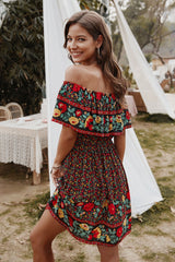 Boho Blossom Off-Shoulder Dress