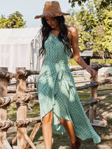 Polka Dot Asymmetrical Maxi Dress