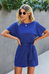 Round Neck Short Sleeve Suit Romper