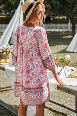 Floral V-Neck Swing Tunic Dress