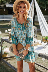 Floral V-Neck Swing Tunic Dress