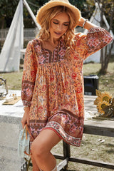 Floral V-Neck Swing Tunic Dress