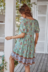 Floral Swing V-Neck Tunic Dress