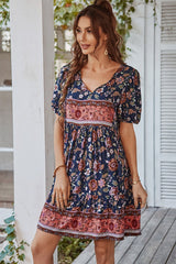 Floral Swing V-Neck Tunic Dress