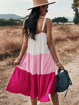 Colorful Ruffle Pocket Midi Dress