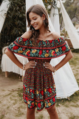 Boho Blossom Off-Shoulder Dress