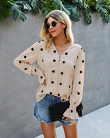 Polka Dot V Neck Blouse