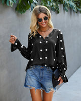 Polka Dot V Neck Blouse