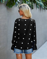 Polka Dot V Neck Blouse