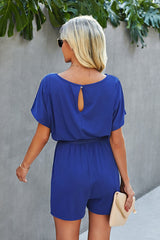 Round Neck Short Sleeve Suit Romper