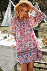 Floral V-Neck Swing Tunic Dress