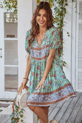 Floral Swing V-Neck Tunic Dress