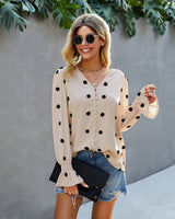 Polka Dot V Neck Blouse