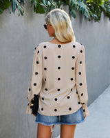 Polka Dot V Neck Blouse