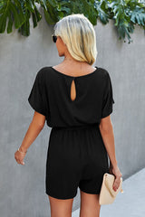 Round Neck Short Sleeve Suit Romper