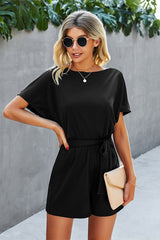 Round Neck Short Sleeve Suit Romper