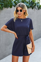 Round Neck Short Sleeve Suit Romper