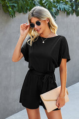 Round Neck Short Sleeve Suit Romper