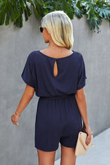 Round Neck Short Sleeve Suit Romper