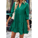 Elegant V Neck Ruffle Button Dress | Dress - Women's | above the knee, Dress | Elings