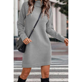 Roll Neck Knit Solid Sweater Dress - MVTFASHION.COM